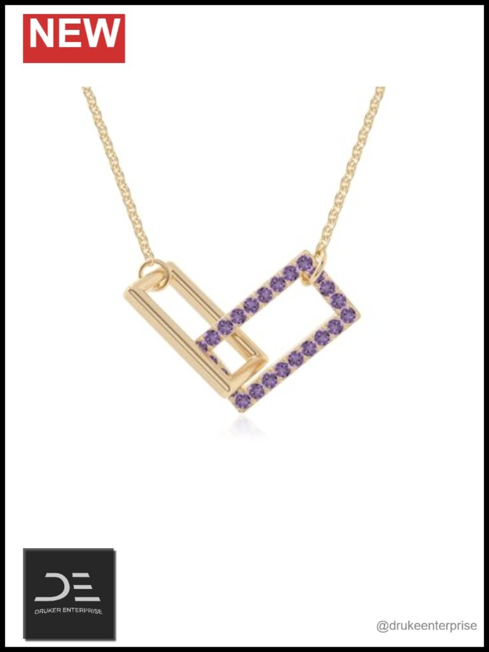 Natural Amethyst Interlock Pendant Necklace, Sterling Silver / Gold Vermeil,